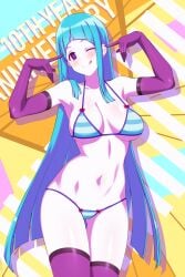 bikini blue_hair lindaroze me!me!me! meme_(me!me!me!) tagme third-party_edit white_skin