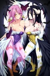 2girls albedo_(overlord) cosplay darkstalkers jibril_(no_game_no_life) lindaroze morrigan_aensland_(cosplay) no_game_no_life overlord_(maruyama) succubus tagme