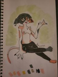 1girls anthro anthro_female beanie breasts calico_cat feline female_anthro fish_hook_piercing fortnite fortnite:_battle_royale furry furry_only meow_skulls_(fortnite) samlssms tail traditional_media_(artwork)