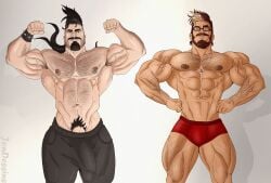 armpit armpits balls bara beard big_balls big_bulge big_penis body_hair bulge drakar_(jondessins) facial_hair flaccid flexing huge_cock john_(jondessins) jondessins male male_only muscles muscular penis shirtless underwear