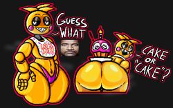 1girls animatronic ass ass_focus big_ass chicken cupcake cupcake_(fnaf) dwayne_”the_rock”_johnson female five_nights_at_freddy's five_nights_at_freddy's_2 flat_chested meme mrmysterious5 phasianid pixel_art robot scottgames toy_chica_(fnaf)