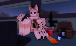 1cuntboy 3d andromorph anthro backpack bread canned_drink canned_food cuntboy fennec_fox fox furry gun intersex laptop looking_at_viewer pill_bottle pink_nipples pink_pussy radio ravenuwu roblox robloxian self_upload super_animal_royale tagme