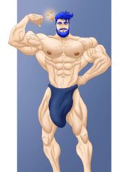 balls bara beard big_balls big_bulge big_penis bulge facial_hair flaccid flexing huge_cock jondessins male male_only muscles muscular penis solo solo_male