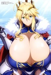 ai_generated artoria_pendragon artoria_pendragon_(lancer) blonde_hair cleavage fate/grand_order fate_(series) female fwei green_eyes solo type-moon