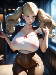 1girls 2024 ai_generated ann_takamaki big_breasts blonde_hair breasts cleavage curvy female grey_eyes jiuyang-hsien large_breasts light-skinned_female light_skin massive_breasts medium_hair persona persona_5 solo thick_thighs twintails