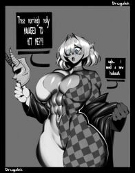 1girls black_and_white drugalek female monochrome tagme