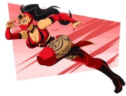 color_palette deviantart deviantart_link fanart female female_focus female_only female_wrestler great_dude luchadora ninja ninja_girl original original_art original_artwork red_clothes wrestling wrestling_mask wrestling_outfit