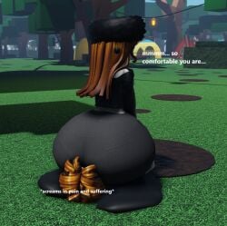 1boy 1girls 3d back_view bacon_hair caked_up deviantart_link dumptruck_ass english_text enjoying facesitting facesitting_through_clothes fat_ass giant_ass huge_ass massive_ass melting moaning_in_pleasure oc on_floor original_character outdoors roblox roblox_avatar roblox_background robloxian screaming_in_pain text trippinguy