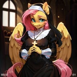 ai_assisted ai_generated anthro explicit fluttershy_(mlp) girl indoors my_little_pony nun nun_outfit wlai