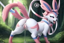 , ai_generated ai_generated, in_heat, pokemon, pokephilia, pokeporn sylveon, wet_pussy