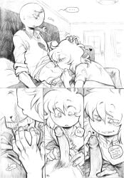 2boys 2d cock gay gay_male maddcactus_(artist) male male/male male_only open_eyes penis peter_(your_boyfriend) russian_text sketch smile smiling text y/n_(your_boyfriend) your_boyfriend_(game)