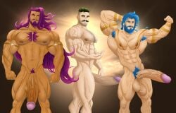 armpit armpit_hair armpits balls bara beard big_balls big_penis boner chest_hair erection facial_hair huge_cock james_(jondessins) jondessins male male_only muscles muscular nude penis said_(jondessins) valh_(jondessins)