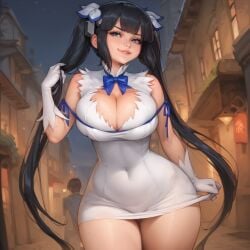 ahe_gao ai_generated big_breasts big_penis bigrx dungeon_ni_deai_wo_motomeru_no_wa_machigatteiru_darou_ka hestia_(danmachi) horny huge_breasts massive_breasts naughty_face seductive toned