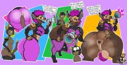 absurd_res anthro anus ass balls big_balls big_butt big_penis christomwow dialogue duo epic_games erection fortnite genitals gynomorph gynomorph/male heart_symbol hi_res hyena intersex intersex/male lagomorph leporid looking_back male mammal megaphone penis purple_eyes rabbit scarr_(fortnite) speech_bubble