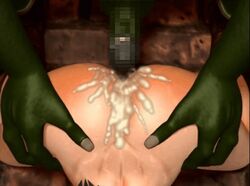 animated ass ass_grab big_ass censored cum cum_inside cum_on_ass cum_overflow cumming female from_behind gomasioken green_skin grope hand_on_ass human human_female interspecies light-skinned_female light_skin male male/female monster orc orc_male straight