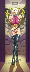 alternative_outfit blonde_hair breasts captain_planet_and_the_planeteers doctor_blight elbow_gloves female female_only firstedition gloves hair human large_breasts long_gloves solo thigh_boots thighhighs thong