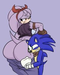 1boy 1girls annoyed annoyed_expression anthro ass bandicoot big_ass big_butt black_nose blue_body blue_hair blue_skin breasts bubble_ass bubble_butt clothed clothing curvy curvy_figure dat_ass face_in_ass face_on_ass fingerless_gloves fur furry gloves green_eyes grin grinding hand_on_head headwear hedgehog huge_ass huge_butt jeans long_hair marsupial pants_pulled_down pantsing perci_the_bandicoot purple_body purple_fur purple_hair purple_skin scarf sega sideboob sonic_(series) sonic_boom sonic_the_hedgehog sonic_the_hedgehog_(series) spiky_hair tail thick_ass two_tone_body two_tone_fur video_games yellow_eyes zevix