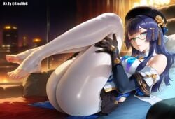 a1exwell ai_generated ass feet female foot_fetish holding_legs honkai:_star_rail honkai_(series) knees_up looking_at_viewer mihoyo pantyhose pela_(honkai:_star_rail) stable_diffusion thighs toes