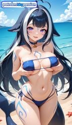 1girls 2026 ai_assisted ai_generated animal_ears anime beach bikini blue_sky boobs breasts bust cloud crab grabbing_own_breast hi_res high_quality high_resolution highres hololive indie_virtual_youtuber leg_tattoo long_hair outdoors patreon patreon_username sand shore shylily side-tie_bikini sky skypassion solo stable_diffusion starfish swimsuit tail tattoo tits virtual_youtuber vtuber water watermark
