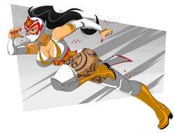 color_palette deviantart fanart female female_focus female_only female_wrestler great_dude human luchadora mask masked masked_female ninja ninja_girl original original_art original_artwork white_clothes wrestler wrestling wrestling_mask wrestling_outfit