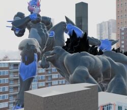 3d 3d_(artwork) arcee arcee_(prime) blender_(artwork) blender_eevee_(artwork) bodily_fluids city city_background cityscape cock_resting digital_media_(artwork) dominant dominant_gynomorph dominant_intersex genitals godzilla godzilla_(series) gynomorph gynomorph/male hasbro hi_res intersex intersex/male kagethekaiju kaiju machine macro macro_on_macro male mecha penis penis_on_face submissive submissive_male sweat takara_tomy toho transformers transformers_prime