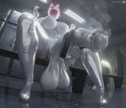 3d 3d_(artwork) futanari high_heel_boots horsecock horsecock_futa horsecock_on_humanoid huge_ass huge_cock hyper_penis leaking_precum locker_room monster_cock musk musky_cock nevaeh_(jinsang) steam steamy_penis sweat thick_thighs tinytoaster
