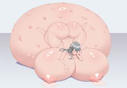 timaeus cleavage breasts big_breasts large_breasts huge_breasts massive_breasts gigantic_breasts breasts_bigger_than_head breasts_bigger_than_torso hyper_breasts pregnant pregnant_female hyper hyper_pregnancy round_belly belly_bigger_than_body belly_bigger_than_head ready_to_pop breasts_on_belly fetal_movement lying lying_on_stomach self_lying milk breast_milk lactation nude nude_female grey_hair flower_in_hair hair_ornament eyes_visible_through_hair eyelashes eyebrows eyebrows_visible_through_hair blue_eyes mole mole_under_mouth blush blushing ass big_ass large_ass huge_ass ass_bigger_than_head thick_thighs thighs light_skin original original_character someone_else's_oc completely_nude completely_nude_female simple_background deep_skin light-skinned_female gigantic_ass highres