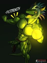 abs alchemy anthro balls biceps big_balls big_muscles big_penis bottomwear bottomwear_aside clothing clothing_aside erection flexing flexing_bicep foreskin gameplay_mechanics genitals hi_res humanoid_genitalia humanoid_penis iudicium86 lihzahrd lizard loincloth loincloth_aside magic male manly muscular muscular_anthro muscular_male open_mouth open_smile penis potion potion_bottle reptile retracted_foreskin scalie shimmered_witch_doctor smile solo standing stat_change stat_display terraria vein veiny_muscles veiny_penis witch_doctor_(terraria)