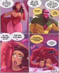 90s almondmmilkww android arched_back bedroom brunette camera_view canon_couple cock_on_face cock_praise comic_page dialogue grabbing_face green_eyes huge_ass indralvspaizuri lingerie male man_on_top marvel marvel_comics mind_break party_sex recording_video red_skin scarlet_witch sex_tape sweating synthezoid tearing_up thicc_thighs vision wanda_maximoff witch