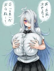 1girls 2b213 ai_generated animated big_breasts blue_hair blush bouncing_breasts breast_squish breasts feline hi_res highres huge_breasts large_breasts mei_(2b213) purple_eyes school_uniform sn7314 solo solo_focus sound tagme video