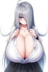 1girls 2b213 ai_generated animated big_breasts blue_hair blush breasts cleavage deep_cleavage hi_res highres huge_breasts large_breasts mei_(2b213) open_clothes purple_eyes school_uniform sn7314 solo solo_focus sound swaying sweat tagme video