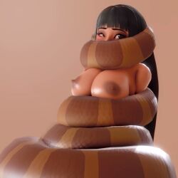 3d animated big_breasts black_hair chel coiling coils constriction dreamworks earrings kingocrsh nude snake sound tagme the_road_to_el_dorado video wrapped