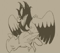 ambiguous_gender avian binkybnuuy cloacal cloacal_kiss corvisquire duo eyes_closed feral feral_on_feral flapping_wings generation_2_pokemon generation_8_pokemon male male/ambiguous male_(lore) nintendo pokemon pokemon_(species) raised_wings sex tail tail_motion tailwag togetic wings
