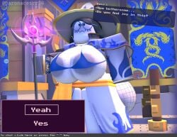 1girls 3d areolae ass azuri_(block_tales) baronaces block_tales bra breasts clothing dialogue dialogue_box english_text female first_porn_of_character game_cg nipples nipples_visible_through_bikini player_(block_tales) roblox roblox_game robloxian self_upload tagme text text_box thighs twitter_username watermark