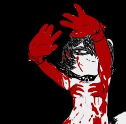 4_fingers absurd_res animated anthro athletic athletic_anthro athletic_female blinking blood bodily_fluids bracelet breasts cerise_(e254e) collar collar_only covered_in_blood e254e facial_markings female fingers hands_casting_shadow head_markings hi_res jewelry mammal markings mask_(marking) meme natural_breasts navel nude one_eye_obstructed procyonid raccoon ribs ring_(marking) ringed_tail smile smirk solo spiked_bracelet spiked_collar spikes striped_markings striped_tail stripes tail tail_markings tail_motion