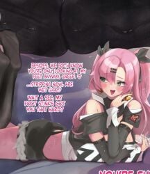 1boy 1girls 2d big_breasts black_socks breasts clothed clothed_female_nude_male dokidubs english_voice_acting feet feet_up female female_domination femdom femdom_caption findom foot_fetish footjob footjob_with_legwear green_eyes hair_ornament heart heart_symbol huffing humiliation jacket japanese_text large_breasts long_hair lying male mole mole_on_breast musk musk_clouds nicole_demara nude paypig penis penis_on_feet phone pink_hair sitting smell smelly smelly_feet smug sniffing socks soles sound tagme twintails video voice_acted zenless_zone_zero