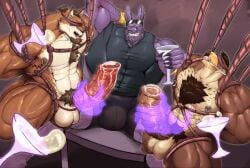 animal_genitalia animal_penis anthro avian ball_gag balls barazoku bdsm beard beerus big_muscles big_penis bird bleach_(series) blindfold bodily_fluids body_hair bondage bound canid canine canis chest_hair chest_tuft clothing cum cum_in_a_cup cum_in_container domestic_cat dragon_ball dragon_ball_super equine_genitalia equine_penis eyewear eyewear_on_head facial_hair falcon falcon_graves falconid felid feline felis gag genital_fluids genitals gold_(metal) gold_jewelry group hairless hairless_cat hairy hi_res huge_muscles huge_penis jewelry male male/male mammal muscular muscular_anthro muscular_male nipple_piercing nipples penis piercing pubes restraints robertsilva rope rope_bondage rope_harness sajin_komamura sunglasses sunglasses_on_head tight_clothing trio tuft wearing_sunglasses wolf
