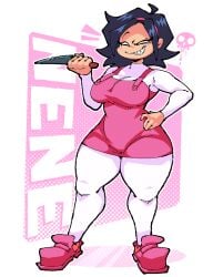 justeg33 nene_(newgrounds) newgrounds friday_night_funkin fnf female female_only 1girls breasts thighs knife holding holding_object holding_knife 2026
