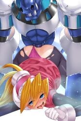 1boy 1girl armor ass bestiality blizzack_staggroff blonde_hair blue_eyes body_armor bodysuit ceijin ciel_(mega_man) clothes_lift clothing_aside commission commissioner_upload covered_abs crying doggystyle drooling eyelashes gloves helmet highres large_penis long_bangs long_hair looking_at_viewer mechanical_ears mega_man mega_man_(series) mega_man_zero mega_man_zero_(series) mega_man_zero_1 non-humanoid_robot non-web_source panties panties_aside penis ponytail rape robot robot_animal sex shoulder_armor skirt skirt_lift streaming_tears tears thighs torn_bodysuit torn_clothes transparent_background underwear vaginal