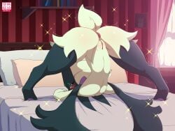 absurd_res anthro anus ass_up blush butt female generation_9_pokemon genitals hi_res jack-o'_pose looking_at_viewer meowscarada nintendo pokemon pokemon_(species) pose sarox shiny_pokemon solo stretching vulva zoe_(darknfluffy)