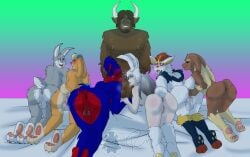 after_french_kissing after_kiss after_kissing anal_fingering anal_penetration anus ass backsack balls bisexual blowjob bovine bugs_bunny bunny cinderace cock collaborative collaborative_blowjob collaborative_fellatio collaborative_sex commission female gay human jensen_the_minotaur lagomorph lola_bunny looney_tunes lopunny male minotaur nintendo orgy penis pokemon precum pussy pussy_ejaculation riley_morningstar saliva saliva_string squirt squirting straight vaginal_fingering vaginal_penetration warner_bros warner_brothers