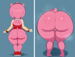 amy_rose g3mma praise_da_booty_(meme) simple_background bubble_butt sonic_(series) sonic_the_hedgehog_(series) ass_focus mobian_(species) hedgehog hedgehog_girl tagme