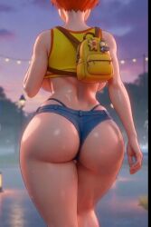 1girls 3d ai_generated aistuffo animated ass ass_hanging_out ass_hanging_out_of_shorts back_view backpack bare_shoulders big_ass blue_eyes booty_shorts breasts butt_focus buttcheeks clothed female female_only hairclip hotpants huge_ass huge_breasts kasumi_(pokemon) legs micro_shorts no_sound orange_hair outdoors outside pokemon revealing_clothes shiny_skin short_hair short_shorts shorter_than_30_seconds shorts smooth_skin sweat tagme thick thick_ass thick_thighs thigh_gap thong topwear underboob video walking walking_away