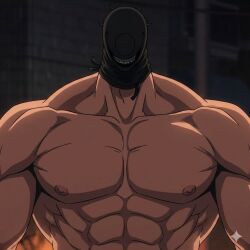 1girls ai_generated bomb_girl chainsaw_man extreme_muscles eyeless_female gemini light-skinned_female muscle_fetish night pecs reze_(chainsaw_man) russian_female topless_female