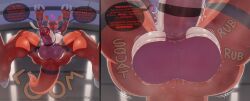 absurd_res anthro anus ball_focus balls bandai_namco blurred_background bodily_fluids butt claw_fingers dialogue digimon digimon_(species) digital_media_(artwork) english_text foreskin genital_fluids genitals guilmon heart_symbol hi_res low-angle_view male penis precum rad-lizer red_body red_tail spread_legs spreading sweat sweaty_balls sweaty_genitalia tail text