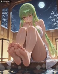 1girls absurd_res absurd_resolution absurdres ai_generated curvaceous curvy curvy_female curvy_figure hair hi_res high_quality high_resolution highres thick_ass thick_thighs thighs wide_hips lyuraiart female female_focus bare_shoulders bare_legs breasts solo solo_focus solo_female medium_breasts medium_ass ass ass_up green_hair yellow_eyes c.c. code_geass towel towel_only onsen hot_spring termal_water feet feet_up feet_focus feet_together feet_fetish barefoot foot_fetish foot_focus foot_worship barefeet soles soles_female soles_fetish soles_focus toes 5_toes