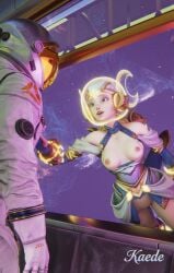 kaede_kun juno_(overwatch) breasts_out overwatch space female different_angle