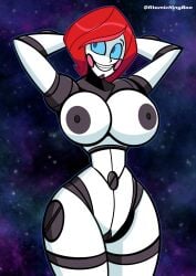 atomickingboo original original_character oc the_space_angels 5n-g31 angela_gears avery_gears 1girls female female_only solo nude nude_female completely_nude completely_nude_female breasts big_breasts ass big_ass thighs thick_thighs robot robot_girl robot_humanoid red_hair red_hair_female red-haired_female redhead redhead_female redheaded_female robot_joints blush blushing blushing_female blush_stickers blushed_face blush_face screw_belly_button blue_eyes blue_eyes_female blue-eyed_female blue_iris machine machine_girl hands_behind_back star starry_sky stars star_(sky) 2d 2d_(artwork) 2d_artwork digital_media_(artwork) artist_name 2026 alternate_version_available alternate_version