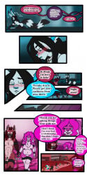 absurd_res anthro bassariscus blush blush_lines bodily_fluids bound breasts chastity_cage chastity_device clothing collar comic corset cuff_(restraint) daisy_(tatsuchan18) dialogue digital_media_(artwork) duo english_text felid female genitals hand_holding hi_res kneeling lagomorph leporid lingerie male mammal metal_collar mink_(tatsuchan18) multiple_scenes muzzle_(object) muzzled nervous nervous_sweat panicking penis procyonid profanity rabbit restraints ring-tailed_cat rodent sciurid sweat tail tatsuchan18 text topwear tree_squirrel vulva walking