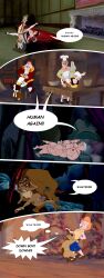 beast beauty_and_the_beast_(1991_film) belle_(beauty_and_the_beast) comic comic_strip dialogue dialogue_bubble disney disney_princess fifi monster monster_girl transformation